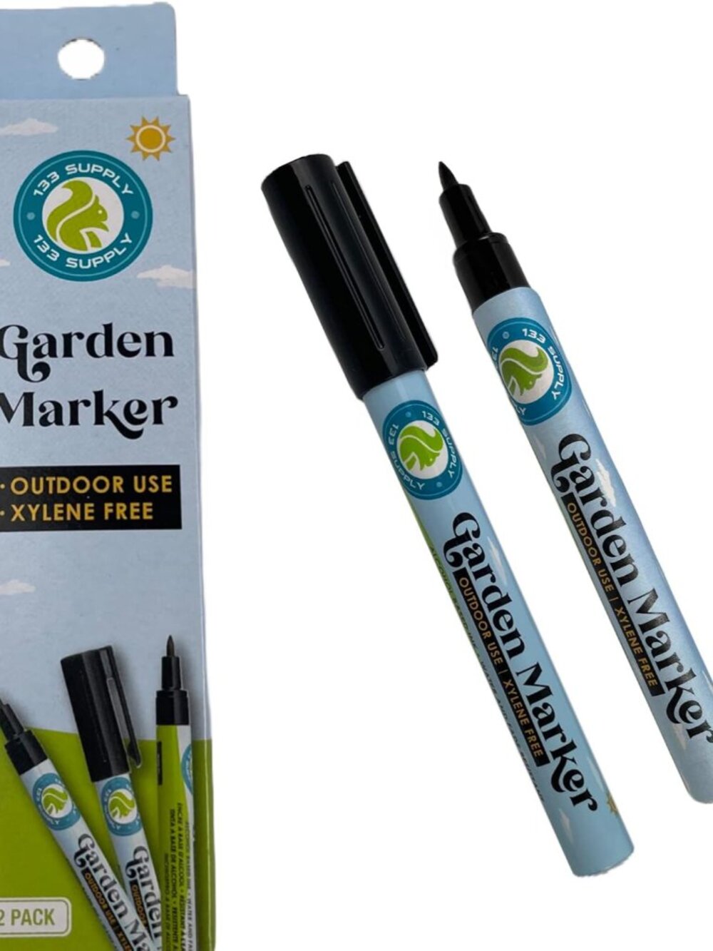 Garden Marker Pen 2 Pack Weather Resistant, UV Fade Resistant Black Permanent Ma